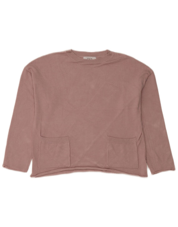 Zara Mädchen Pullover mit Rundhalsausschnitt, 11–12 Jahre, rosa Viskose