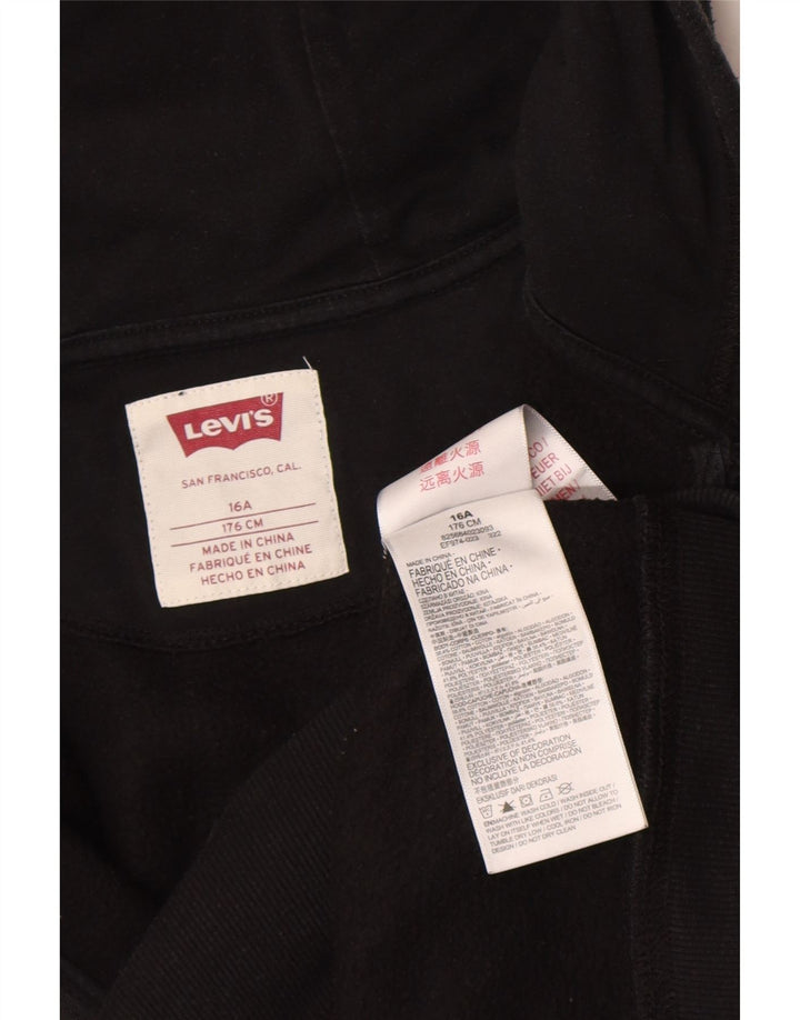 Levi's Jungen-Kapuzenpullover mit Reißverschluss, 15–16 Jahre, schwarze Baumwolle