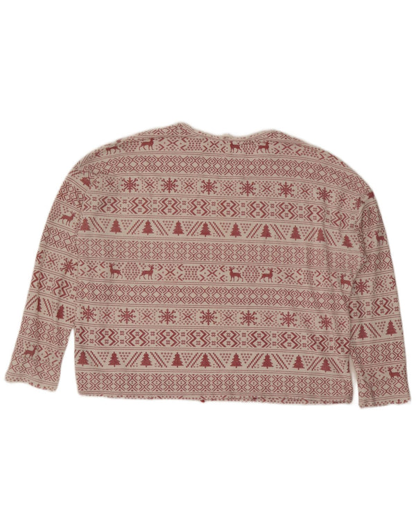 Marks & Spencer Damen Crop Sweatshirt Pullover UK 18 XL Off White Fair Isle