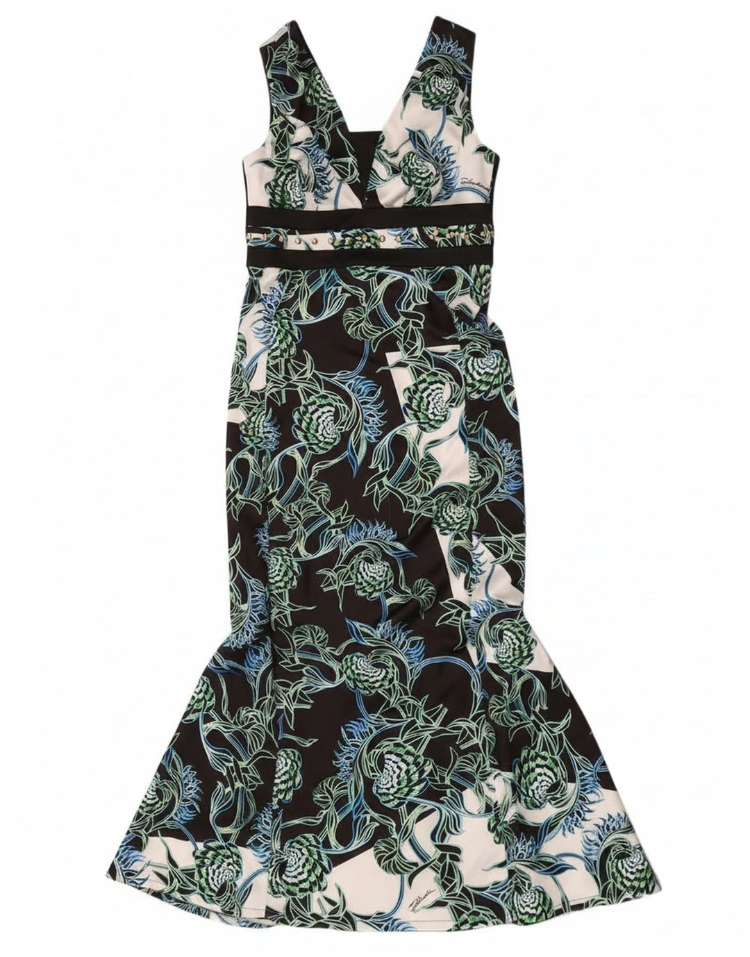 Just Cavalli Damen grafisches Meerjungfrauenkleid IT 44 Medium Black Designer