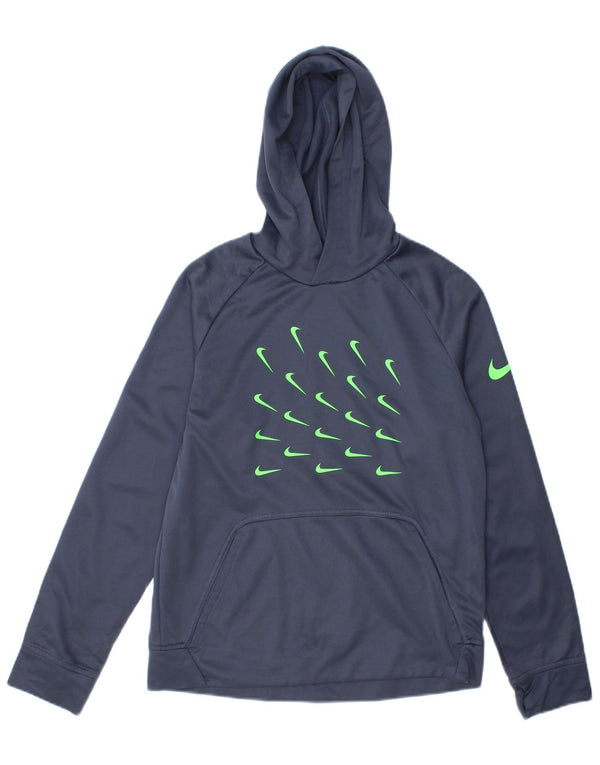 Nike Jungen Therma-Fit Graphic Kapuzenpullover, 12–13 Jahre, Größe L, Marineblau