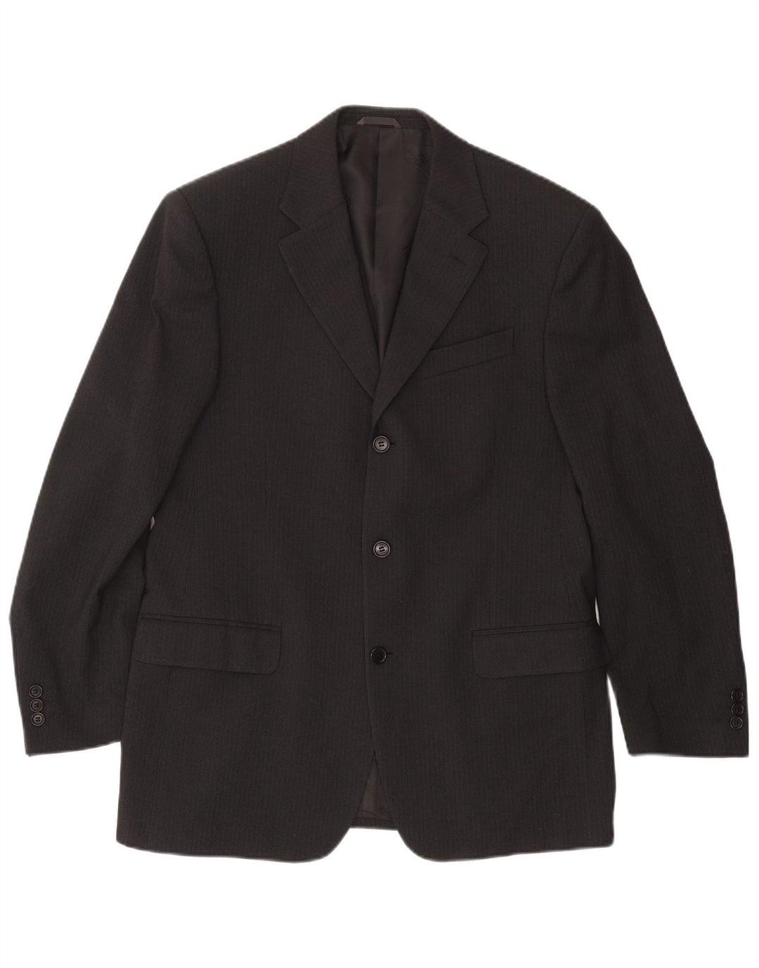 GIANFRANCO FERRE Herren-Blazer mit 3 Knöpfen, UK 38, Mittelschwarz, Nadelstreifen