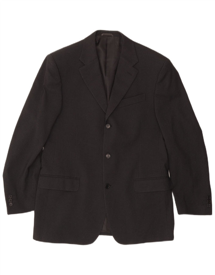 GIANFRANCO FERRE Herren-Blazer mit 3 Knöpfen, UK 38, Mittelschwarz, Nadelstreifen