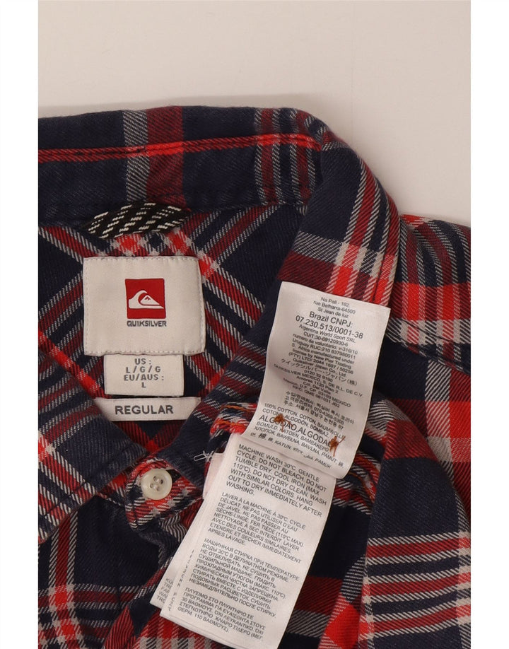 Quiksilver Mens Regular Fit Flannel Shirt Large Red Check Cotton