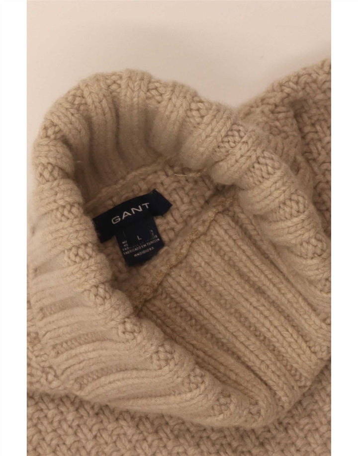 Gant Rollkragenpullover für Damen, UK 16, Größe L, Beige, Wolle