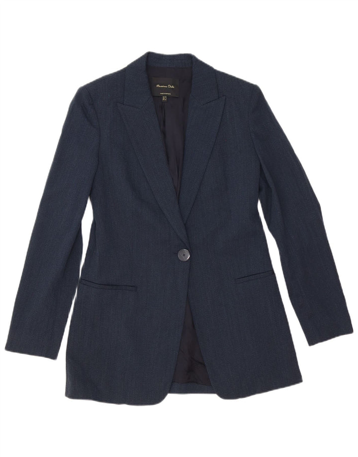 Massimo Dutti Damen 1-Knopf-Blazerjacke EU 36 XS Marineblaue Viskose