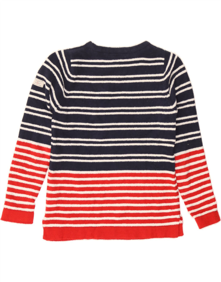 JOULES Womens Fleece Jumper UK 10 Small Navy Blue Striped Polyester Vintage Joules and Second-Hand Joules from Messina Hembry 