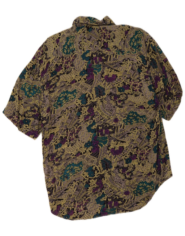 Vintage Herren Kurzarmhemd Medium Mehrfarbig Blumen Viskose