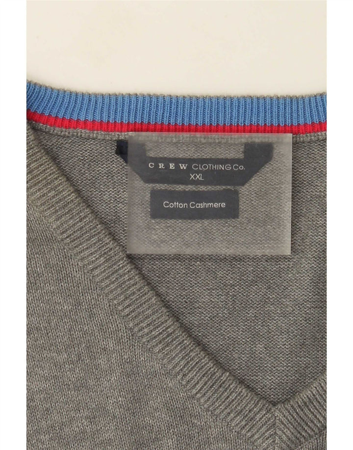 J. Crew Herren-Pullover mit V-Ausschnitt, 2XL, graue Baumwolle