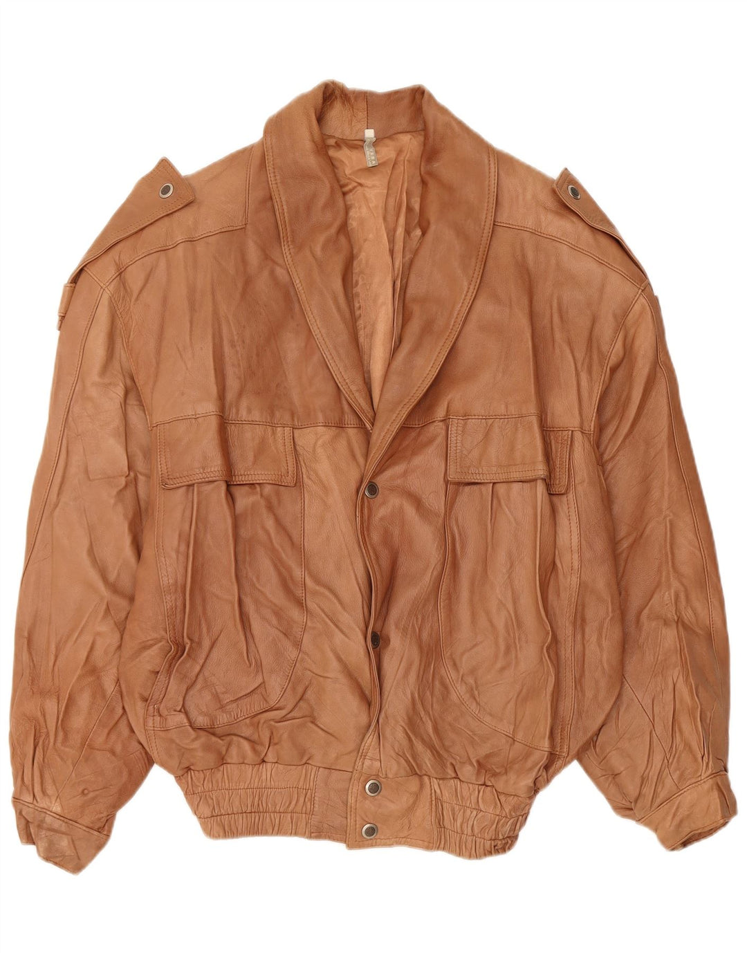 VINTAGE Herren Militärlederjacke UK 44 2XL Braunes Leder