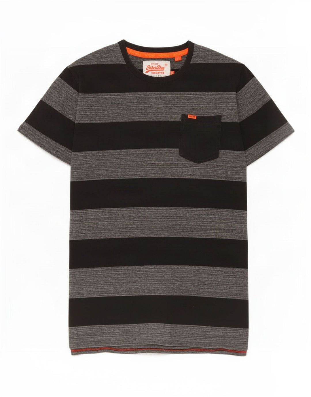 Superdry Herren T-Shirt-Oberteil aus mittelgrauer, gestreifter Baumwolle