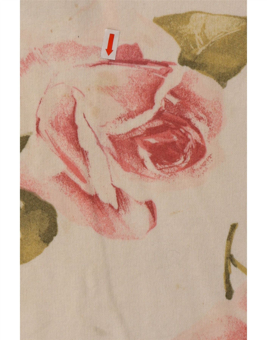 VINTAGE Damen Top Langarm UK 16 Large Off White Floral Cotton