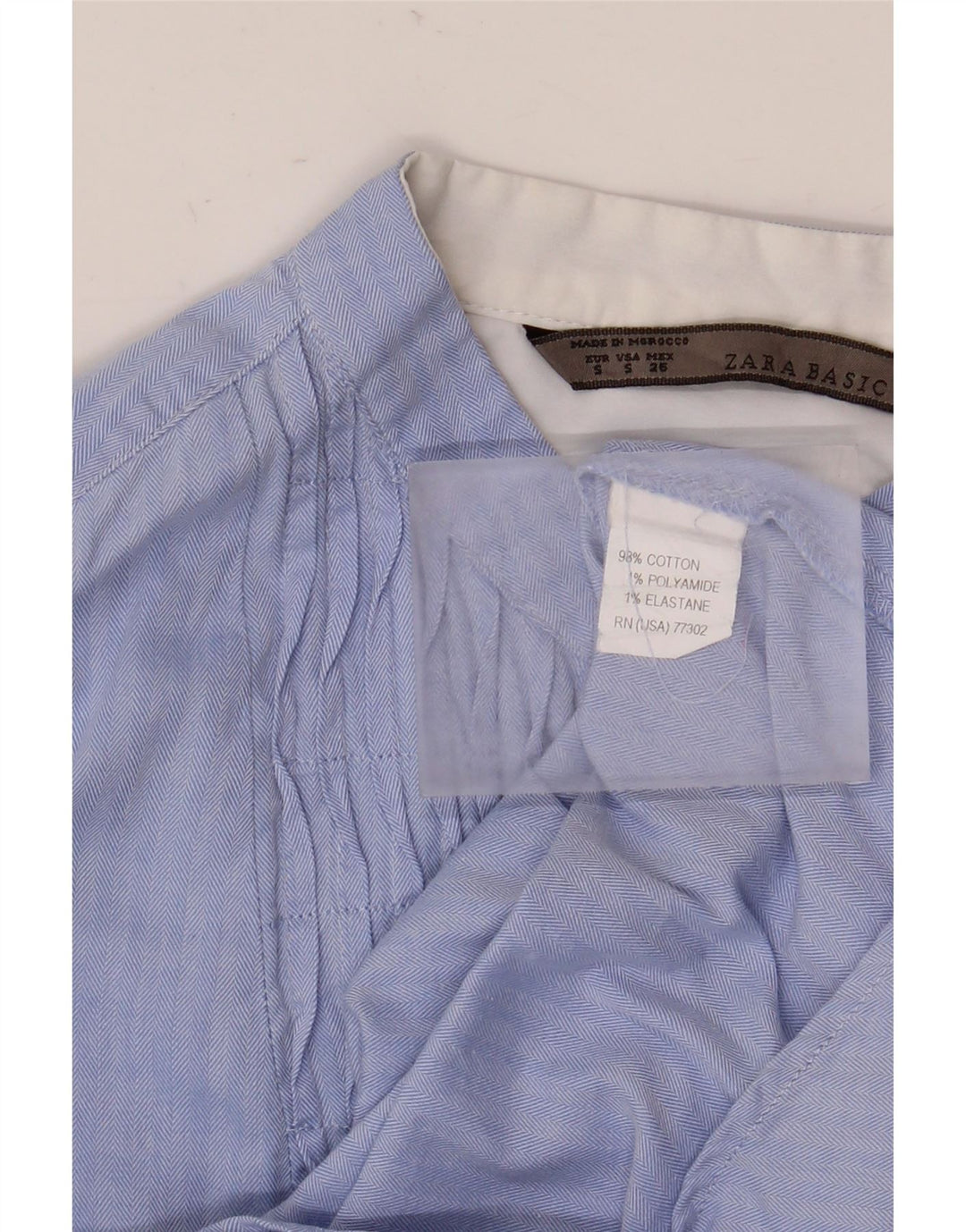 Zara Damen Pullover-Hemd UK 10 Small Blue Herringbone Cotton