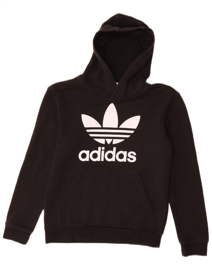 ADIDAS Kapuzenpullover mit Grafik für Jungen, 11–12 Jahre, schwarze Baumwolle