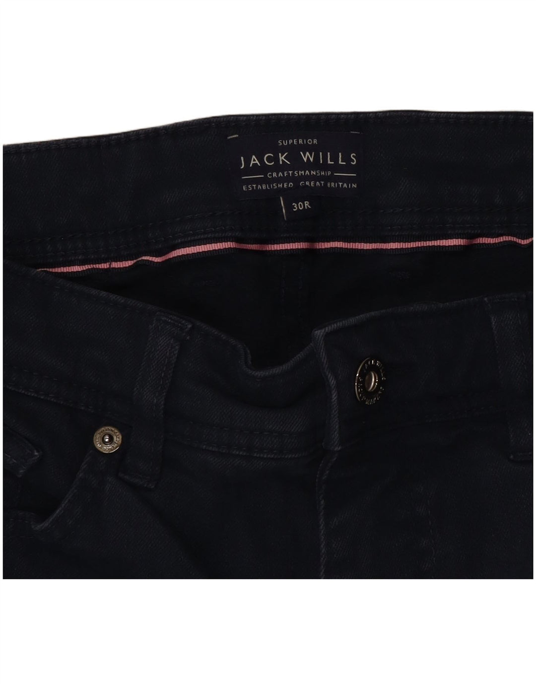 Jack Wills Damen-Jeansshorts mit schmaler Passform, Größe W30, mittelmarineblaue Baumwolle