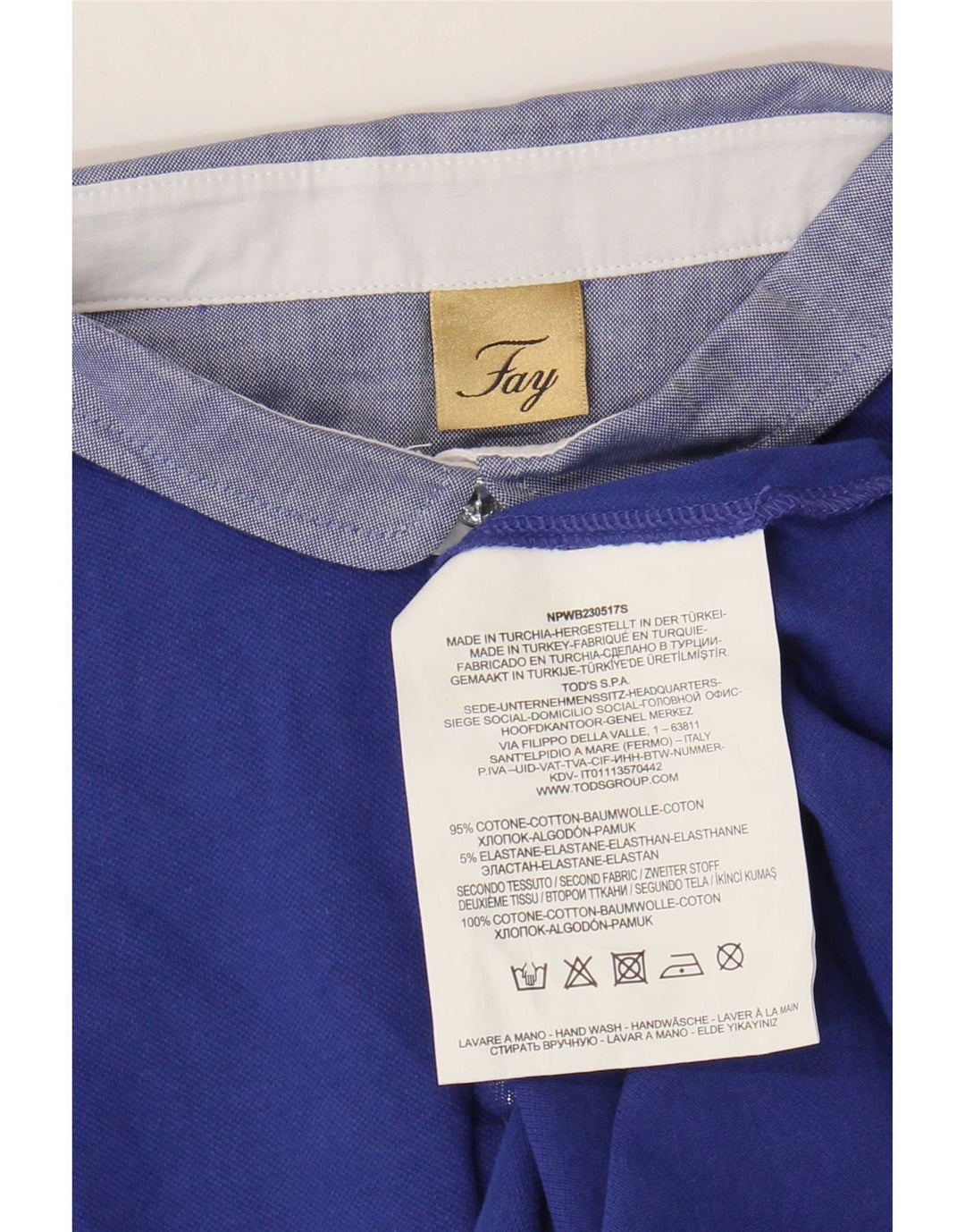 Fay Damen Poloshirt UK 14 Large Blau Baumwolle