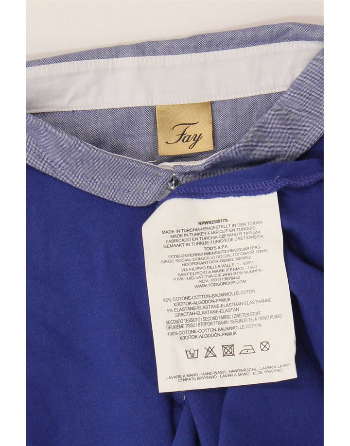 Fay Damen Poloshirt UK 14 Large Blau Baumwolle