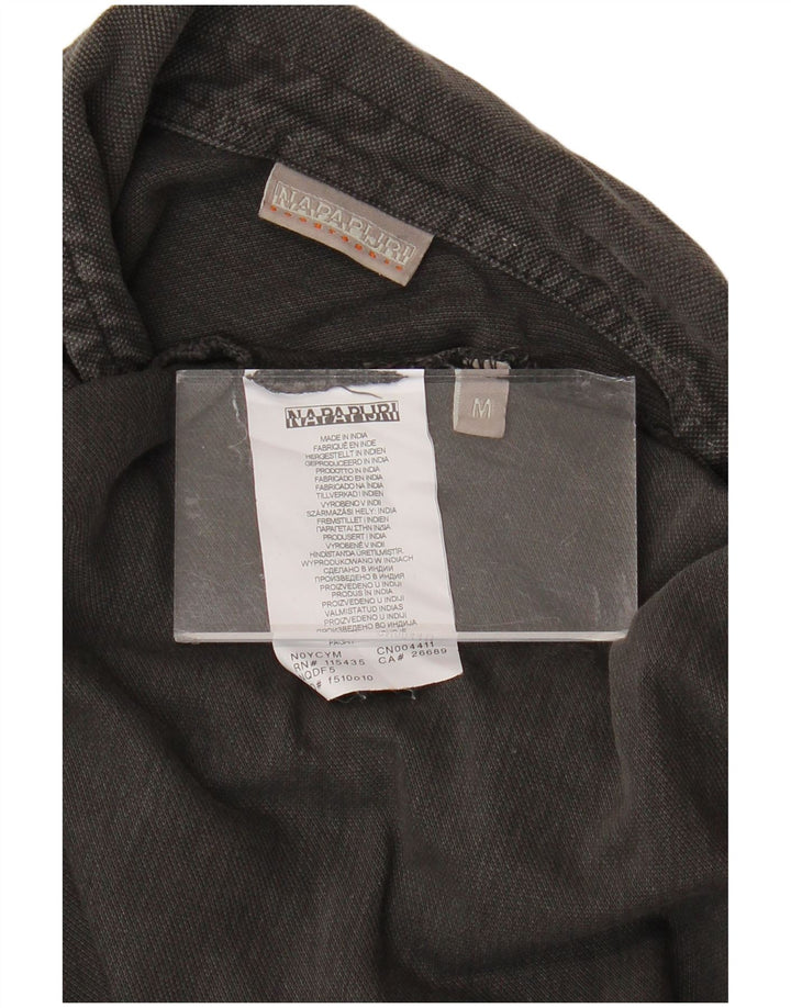 NAPAPIJRI Herren-Langarm-Poloshirt aus mittelgrauer Baumwolle