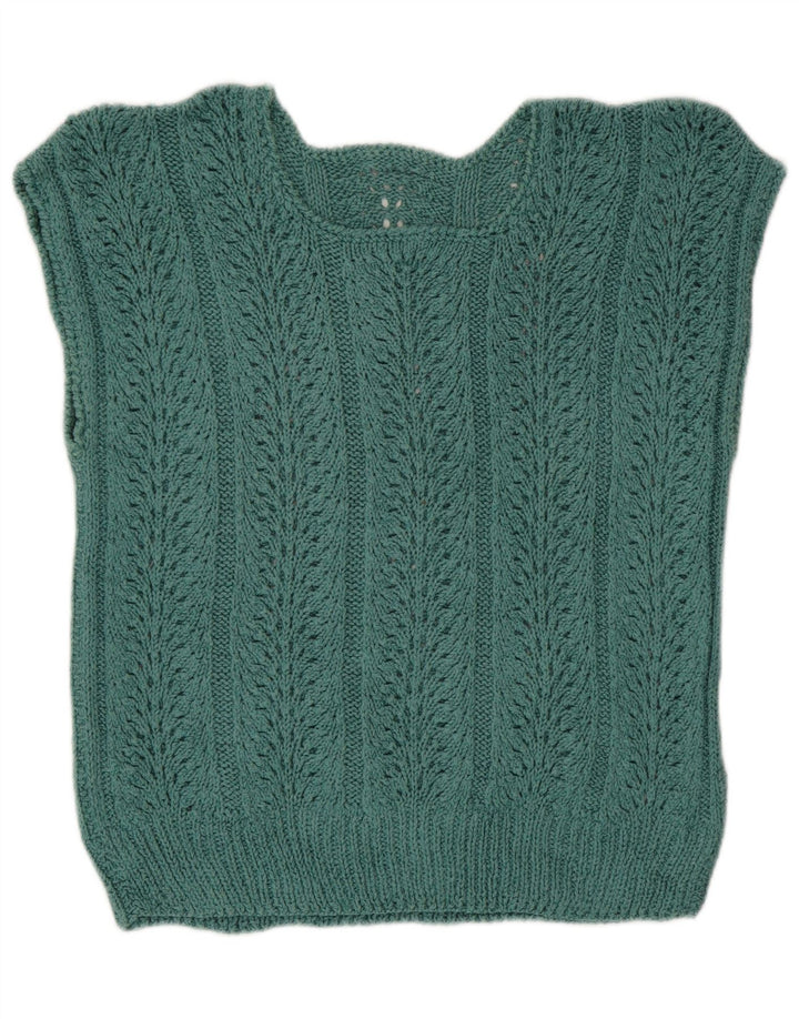Vintage Damen Weste Tank Top UK 14 Large Grün