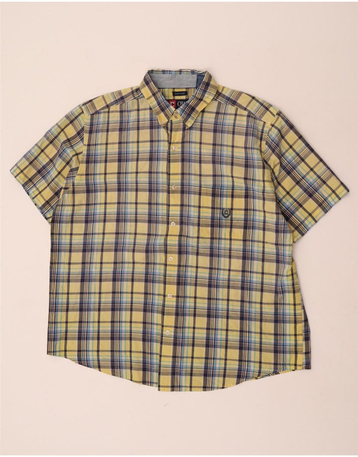 Chaps Herren-Kurzarmhemd XL, gelb kariert, Baumwolle