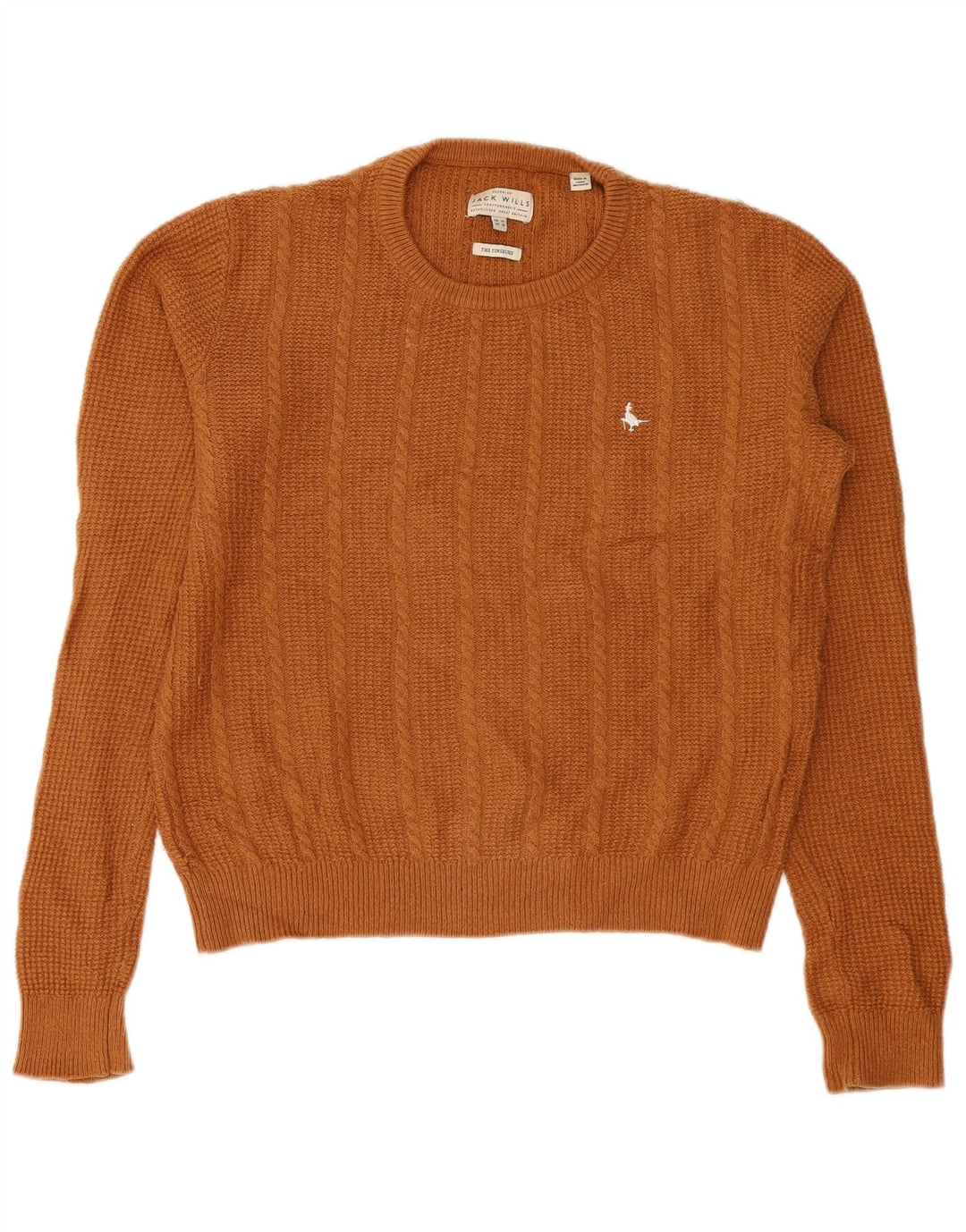 Jack Wills Damen-Pullover mit Rundhalsausschnitt, UK-Gr. 14, Größe L, braune Wolle