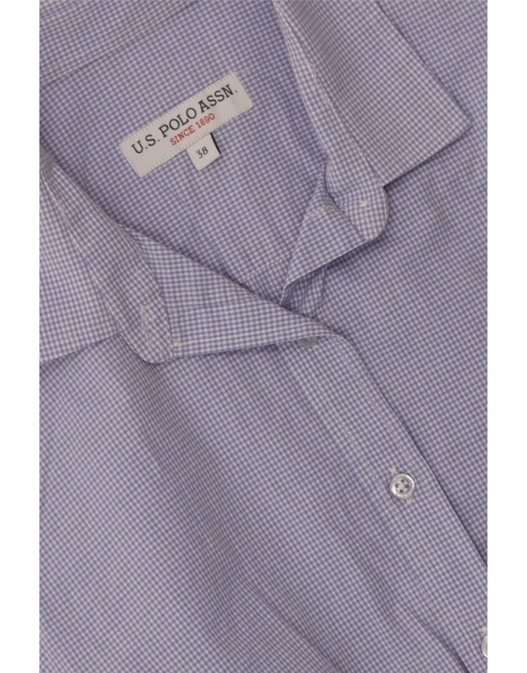 U.S. Polo Assn. Damenhemd EU 38 Mittelblauer Gingham-Karo