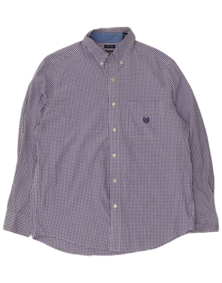 Chaps Herrenhemd Medium Navy Blue Gingham Cotton