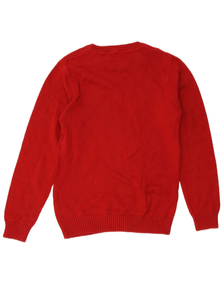 Tommy Hilfiger Herren-Pullover mit Rundhalsausschnitt, Größe S, rote Baumwolle