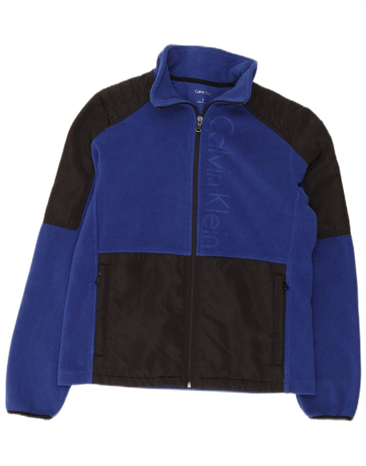 Calvin Klein Damen Graphic Fleece Jacke UK 10 Small Blue Colourblock
