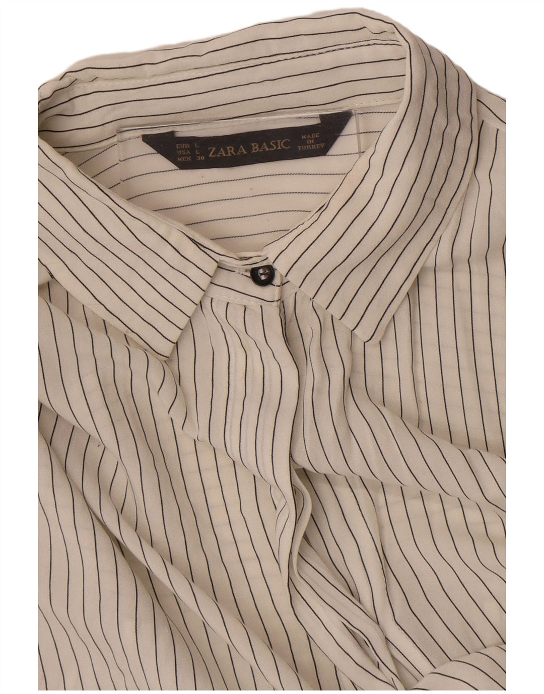 Durchsichtiges Pullover-Shirt für Damen von Zara, Gr. 16, groß, cremefarben gestreift