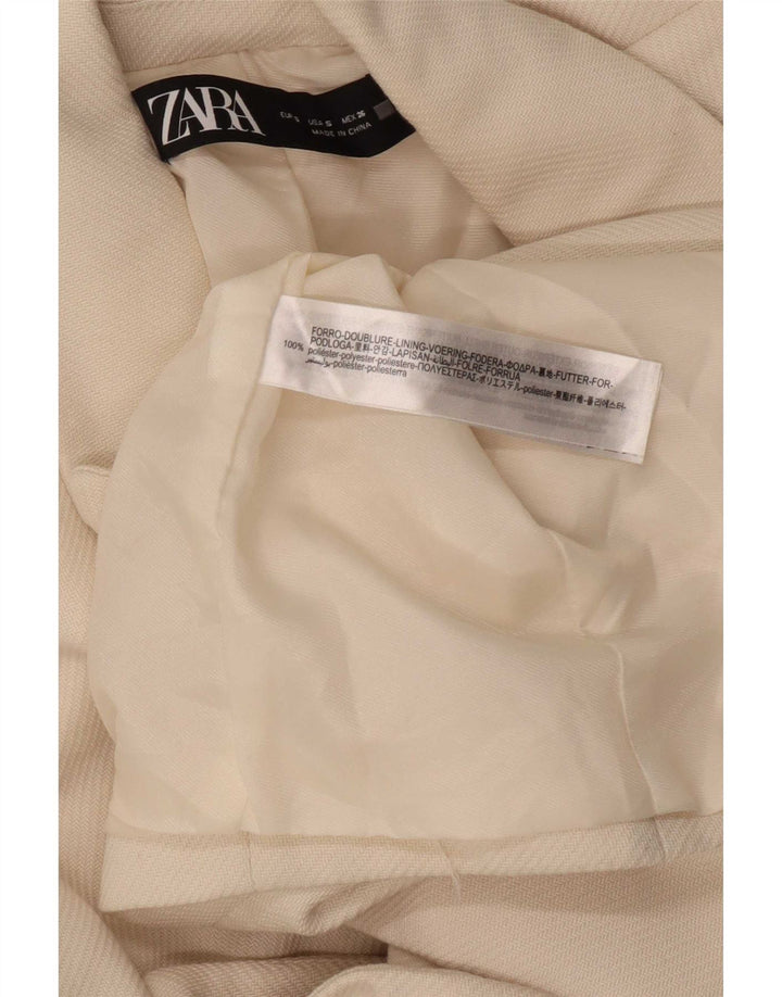 Zweireihiger Blazer für Damen von Zara, Gr. 10, Größe S, gebrochenes Weiß, Polyester