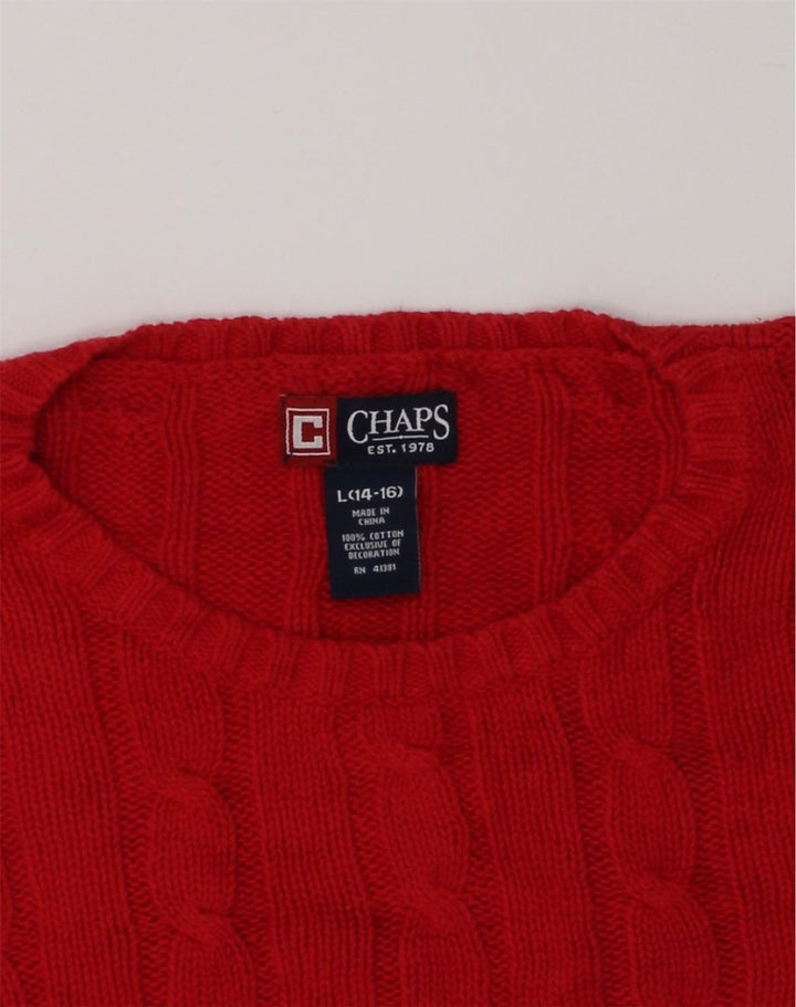 CHAPS Boys Crew Neck Jumper Sweater 14-15 Years Large Red Cotton | Vintage Chaps | Thrift | Second-Hand Chaps | Used Clothing | Messina Hembry 