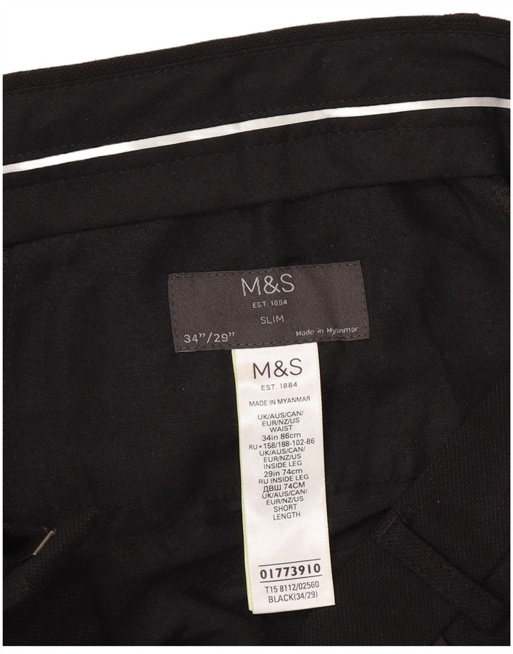 Marks & Spencer Slim-Anzughose für Herren, W34, L29, Schwarz, Polyester