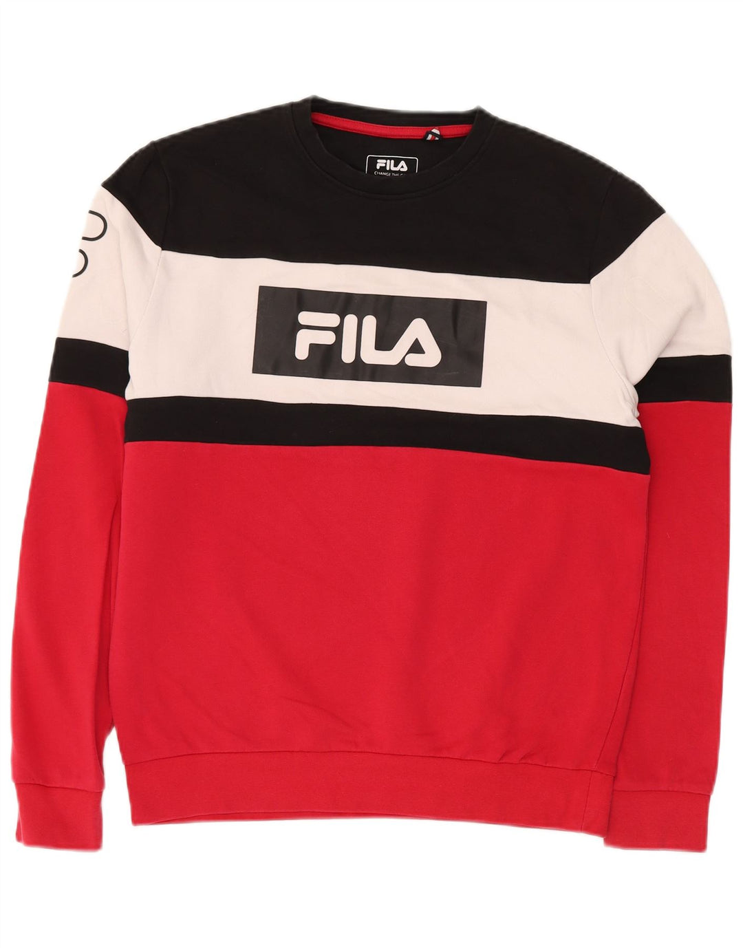FILA Herren-Sweatshirt mit Grafik, klein, mehrfarbig, Colourblock-Baumwolle