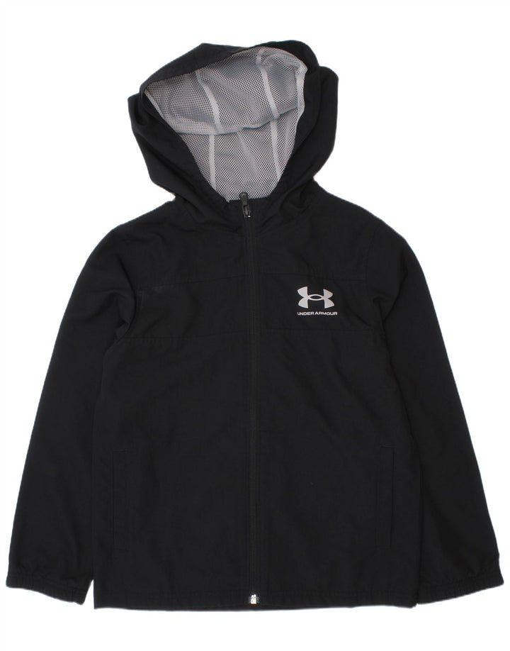 Under Armour Jungen-Regenjacke mit Kapuze, 7–8 Jahre, Größe S, Schwarz
