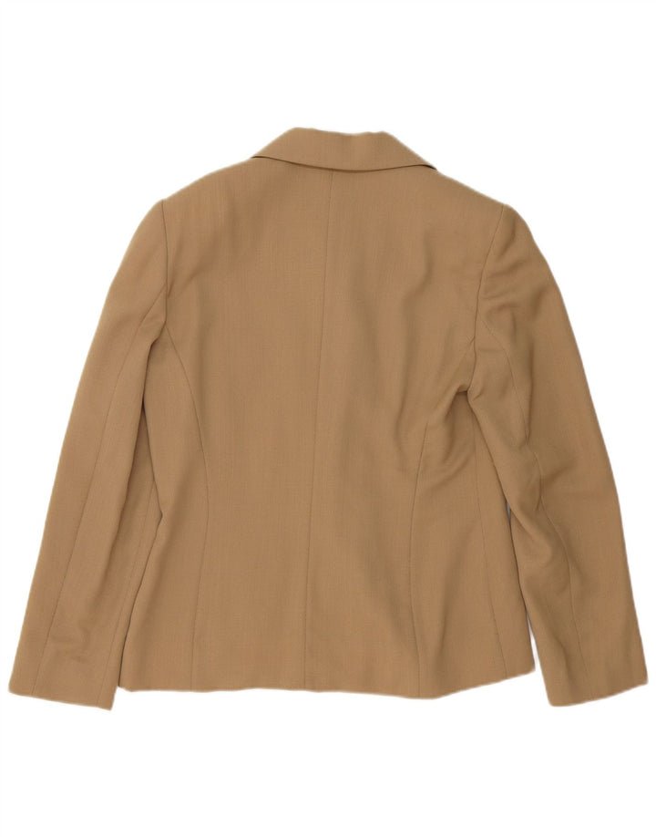 Marella Damen-Blazerjacke mit 3 Knöpfen, Größe S, Beige, Schurwolle, UK 10