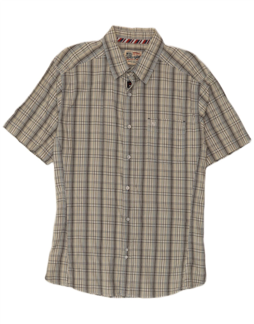Wrangler Herren-Kurzarmhemd XL, grau kariert, Baumwolle