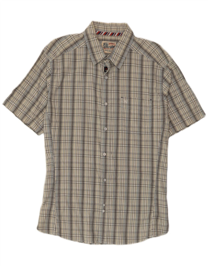 Wrangler Herren-Kurzarmhemd XL, grau kariert, Baumwolle
