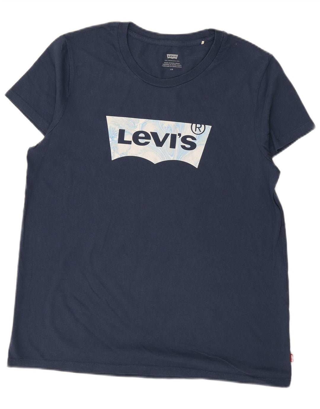 LEVI'S Damen Grafik-T-Shirt-Oberteil UK 16 Large Marineblau Baumwolle