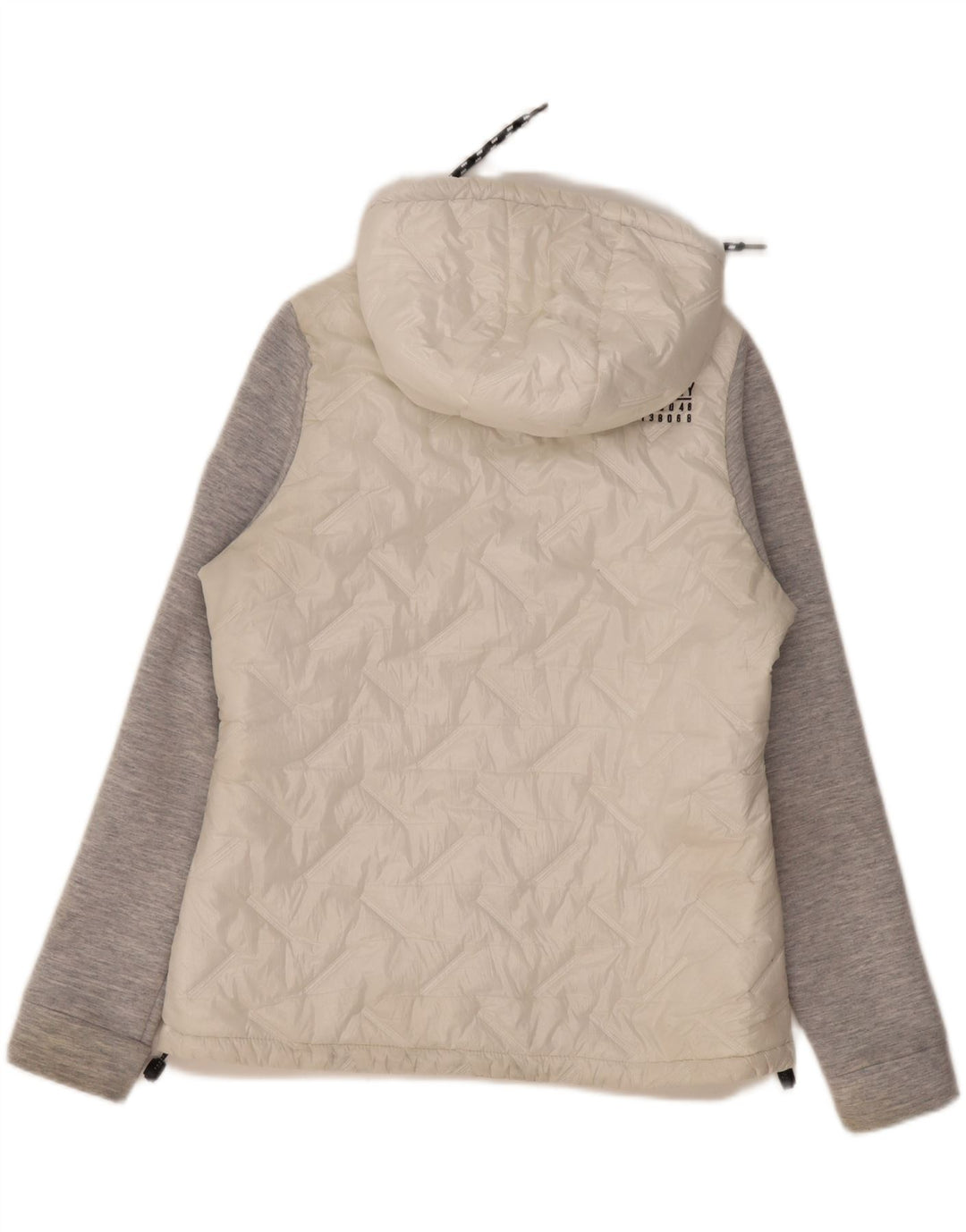 Superdry Steppjacke mit Kapuze für Damen, UK 14, Größe L, Weiß, Farbblock