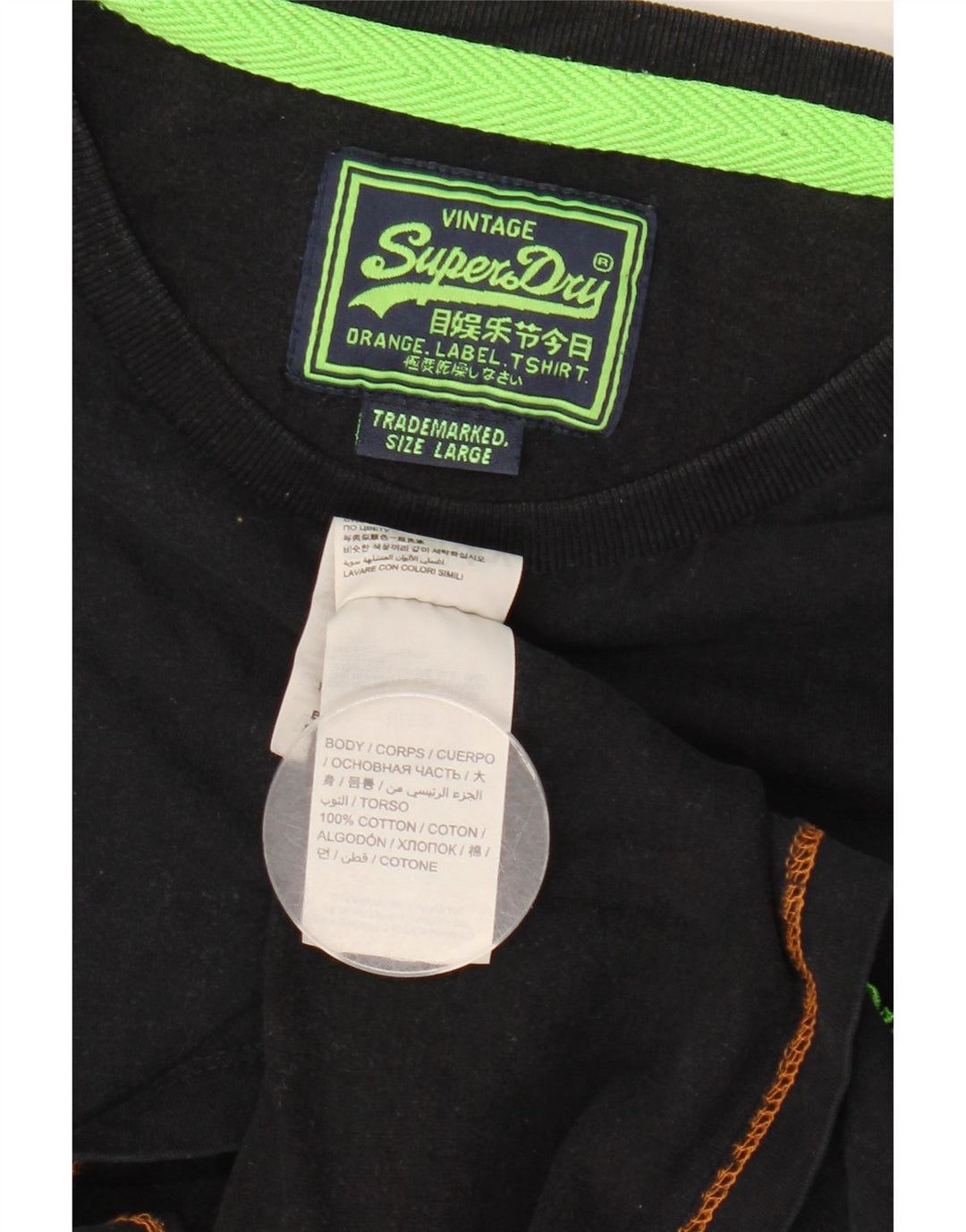 Superdry Herren T-Shirt Top Large Schwarz Baumwolle