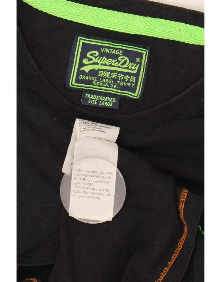 Superdry Herren T-Shirt Top Large Schwarz Baumwolle