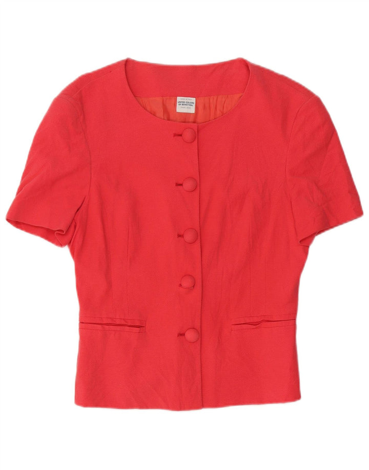 BENETTON Damen 5-Knopf-Kurzarm-Blazerjacke IT 42 Mittelrosa