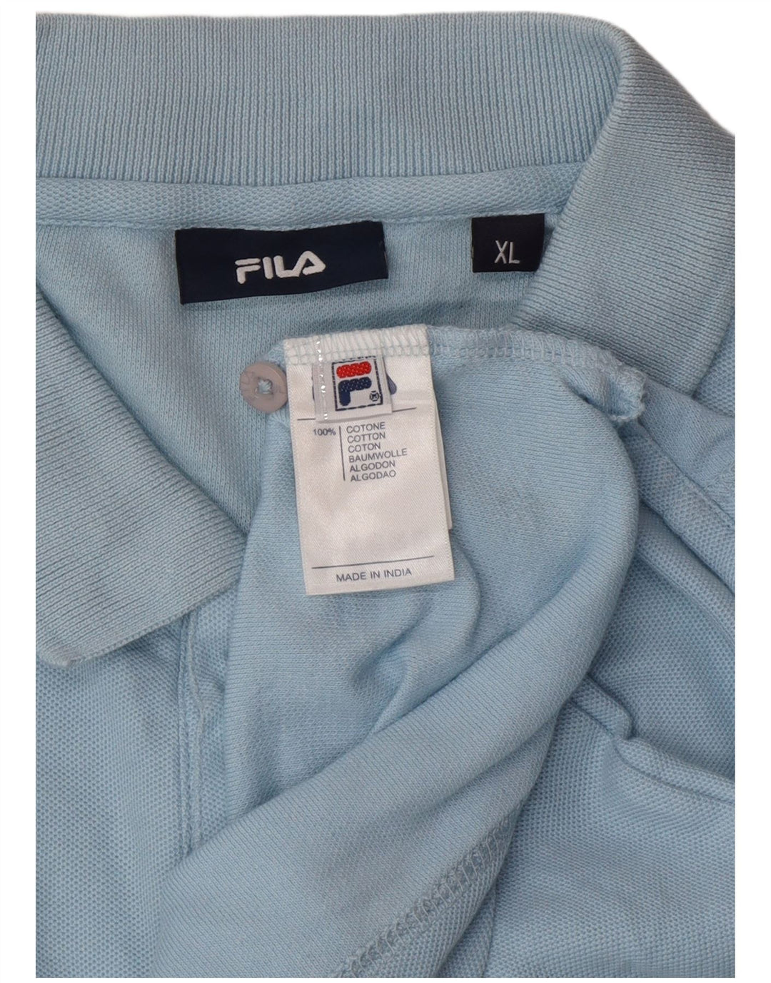 FILA Herren Langarm-Poloshirt XL, blaue Baumwolle
