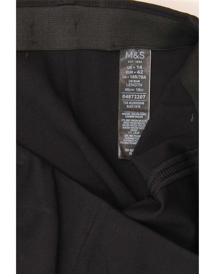 Marks & Spencer Damen Minirock UK 14 Large W32 Schwarze Viskose