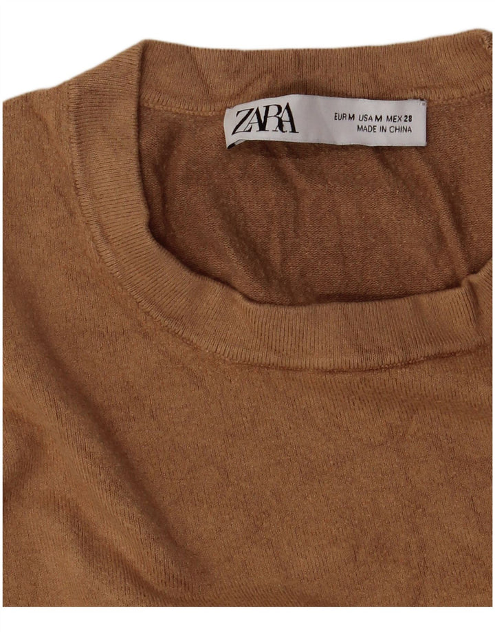 Zara Damen Pullover mit Rundhalsausschnitt, UK 12, Mittelbraun