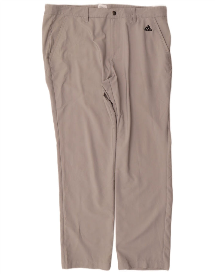 ADIDAS Mens Straight Chino Trousers W38 L32 Grey Polyester