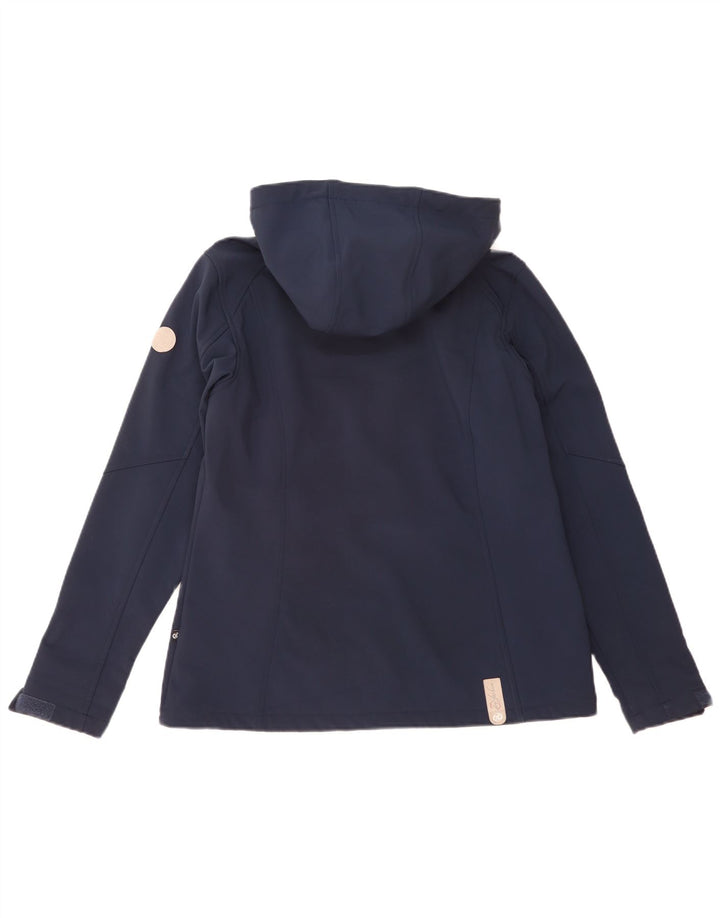 Vintage Damen Kapuzen-Windbreakerjacke EU 40 Medium Marineblau Polyester