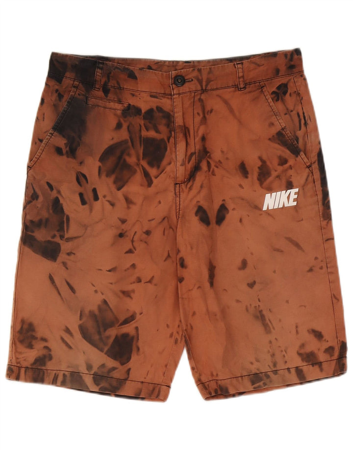 Nike Herren Chino Shorts W30 Mittelbraune Batik-Baumwolle