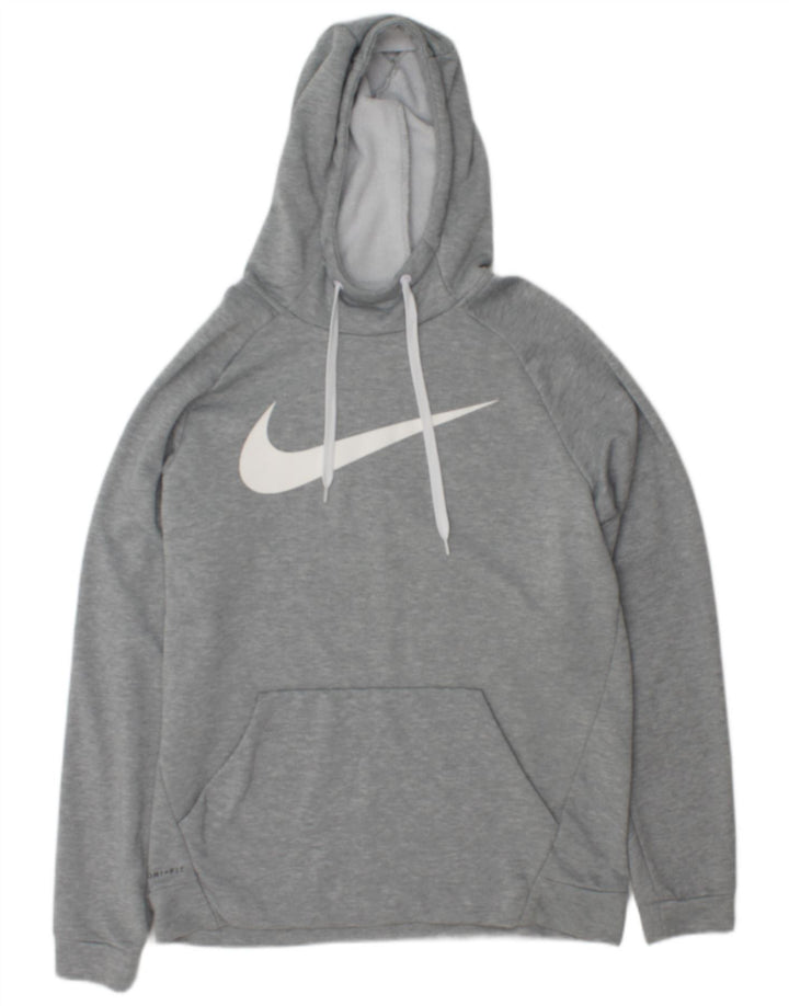 Nike Herren Dri Fit Graphic Kapuzenpullover, großes grau geflecktes Polyester